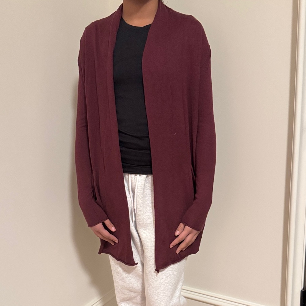Wilfred Deep Burgundy xxs cardigan cashmere silk